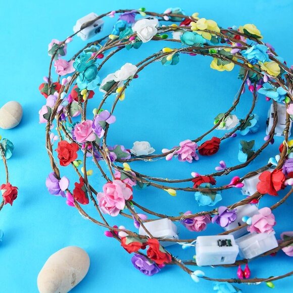 LED Flower Crown Headbands 30pcs Glow Floral Wreaths for Weddings Parties main image 7